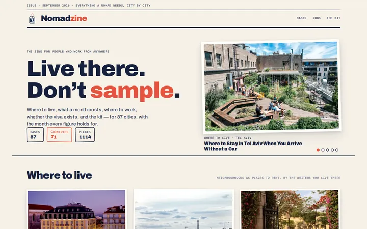 Nomadzine home page